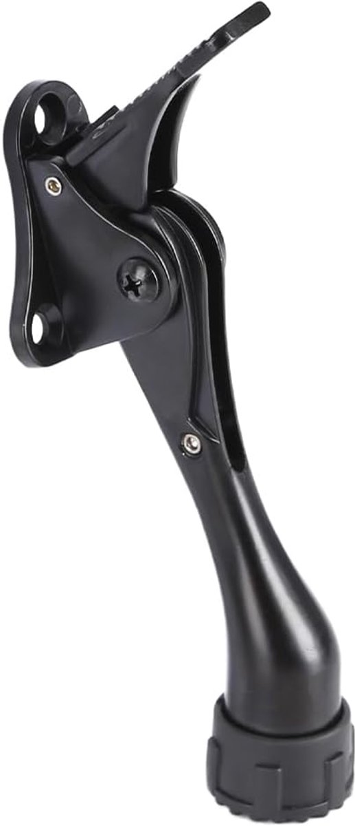 Deurstop van 10 cm (4 inch), met één hand verstelbaar, constructie van aluminiumlegering met antislip rubberen dop, zwart
