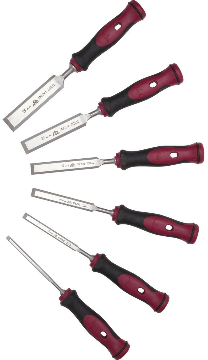SnelShoppen - Stubai 3561 Beitelset 2K Heftin Professionele 6-delige Set 6,10,14,18,22,26mm - Meerkleurig voor Houtbewerking en Ambachtelijk Gebruik