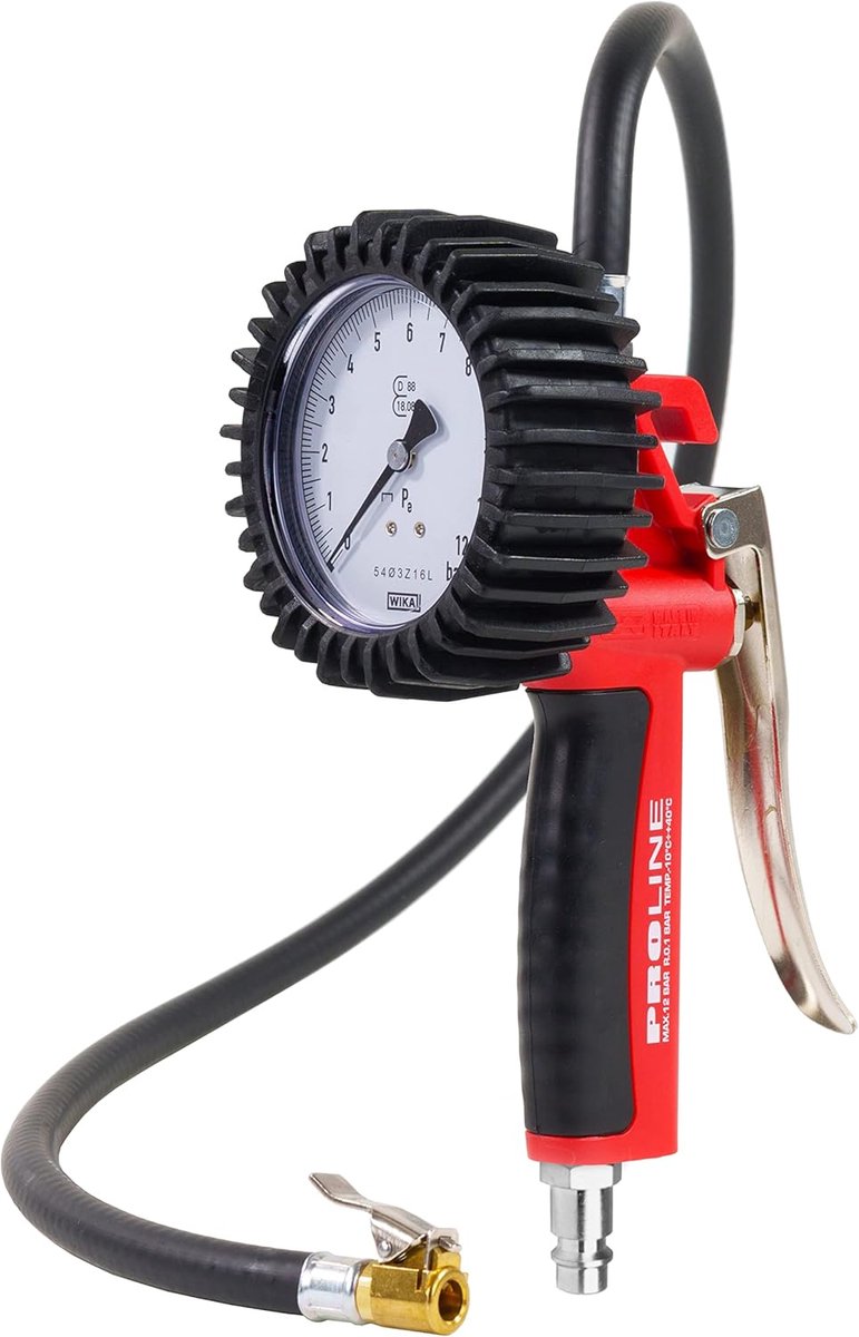 Thijox - Professionele Bandenpomp Meetapparaat met WIKA 80 mm Manometer, Bandenspanningsmeter voor Auto, Motor, Vrachtwagen, Perslucht, Precisie, Duur