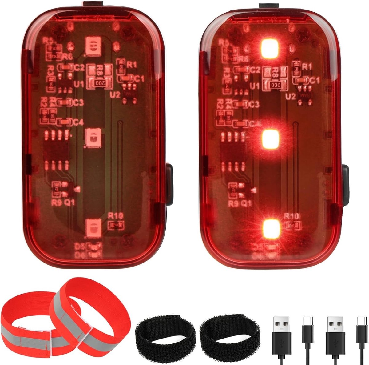 Dual Use Achterlicht voor Fietsen en Racen, Standaardversie SR5 zonder Remsensor + Polsband - Veiligheid, Zichtbaarheid, Fietstoebehoren