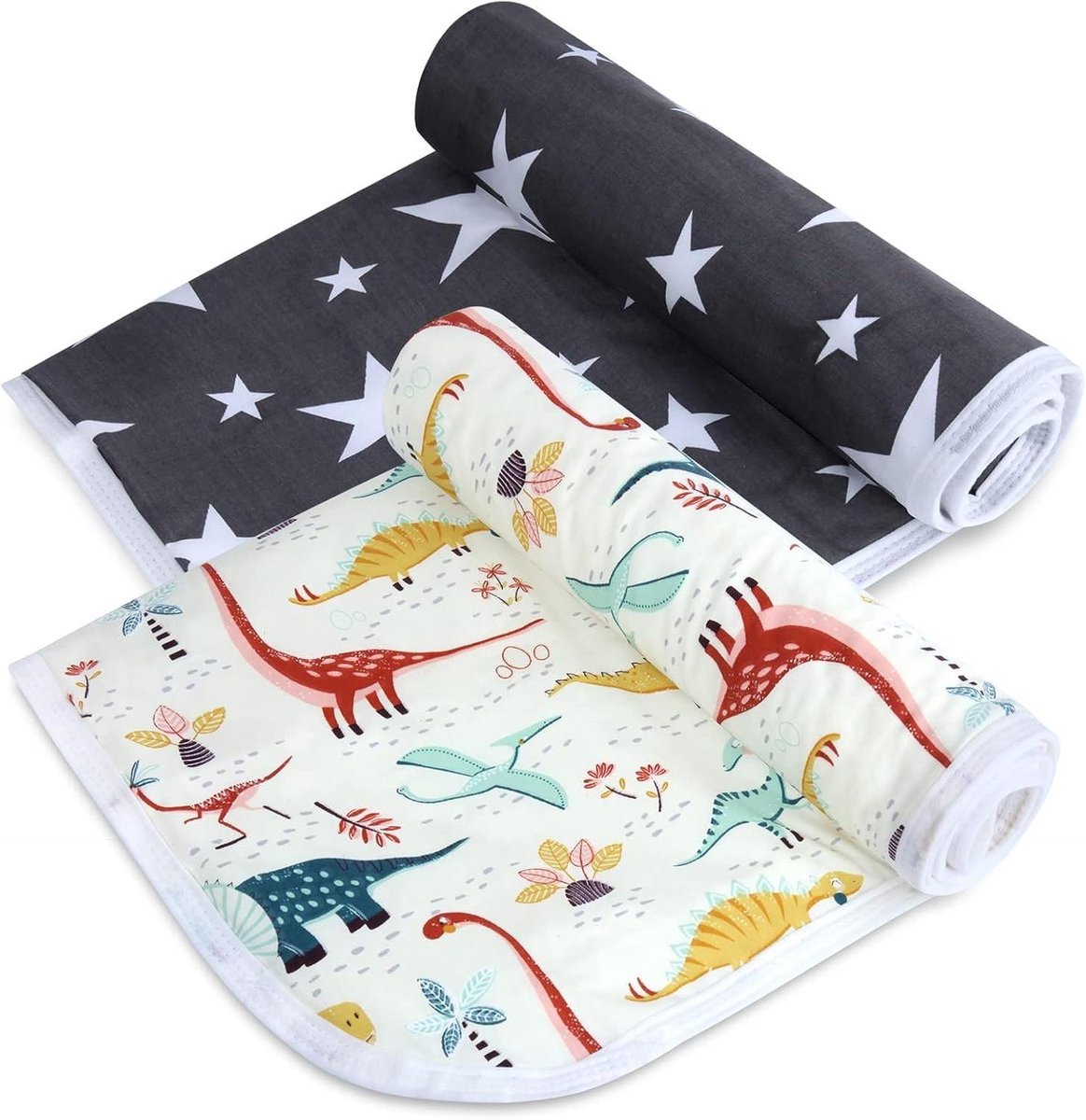 Baby Verschoonmat - Vlekbestendig Matje - Onderweg Luiers - Drie Lagen Absorberend - 75 x 60 cm - Zwart met Dinosaurus
