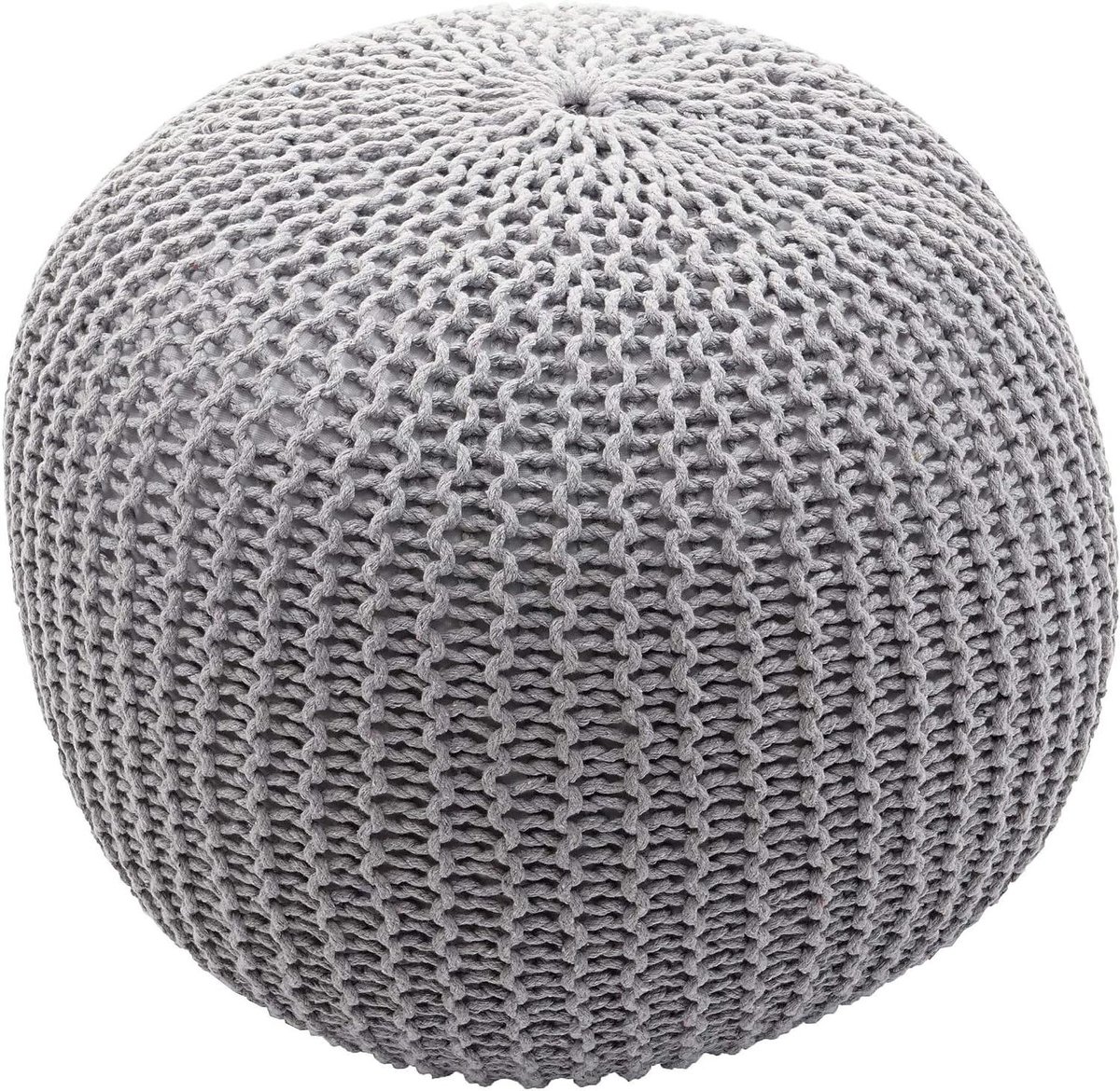Gebreide Poef - Zitkruk Voetenbank - Ontspannen Zitten - Grove Gebreide Look - 40x50cm - Grijs