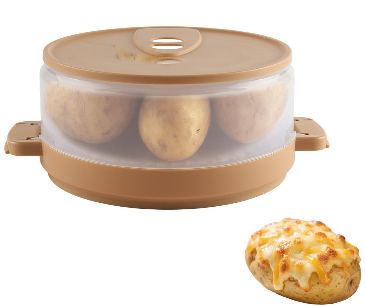 SnelShoppen - Stoomkoker Magnetron met Stoomventiel – BPA-vrije Aardappelkoker voor Ovenaardappelen in de Magnetron Bereiden – Vaatwasmachinebestendig