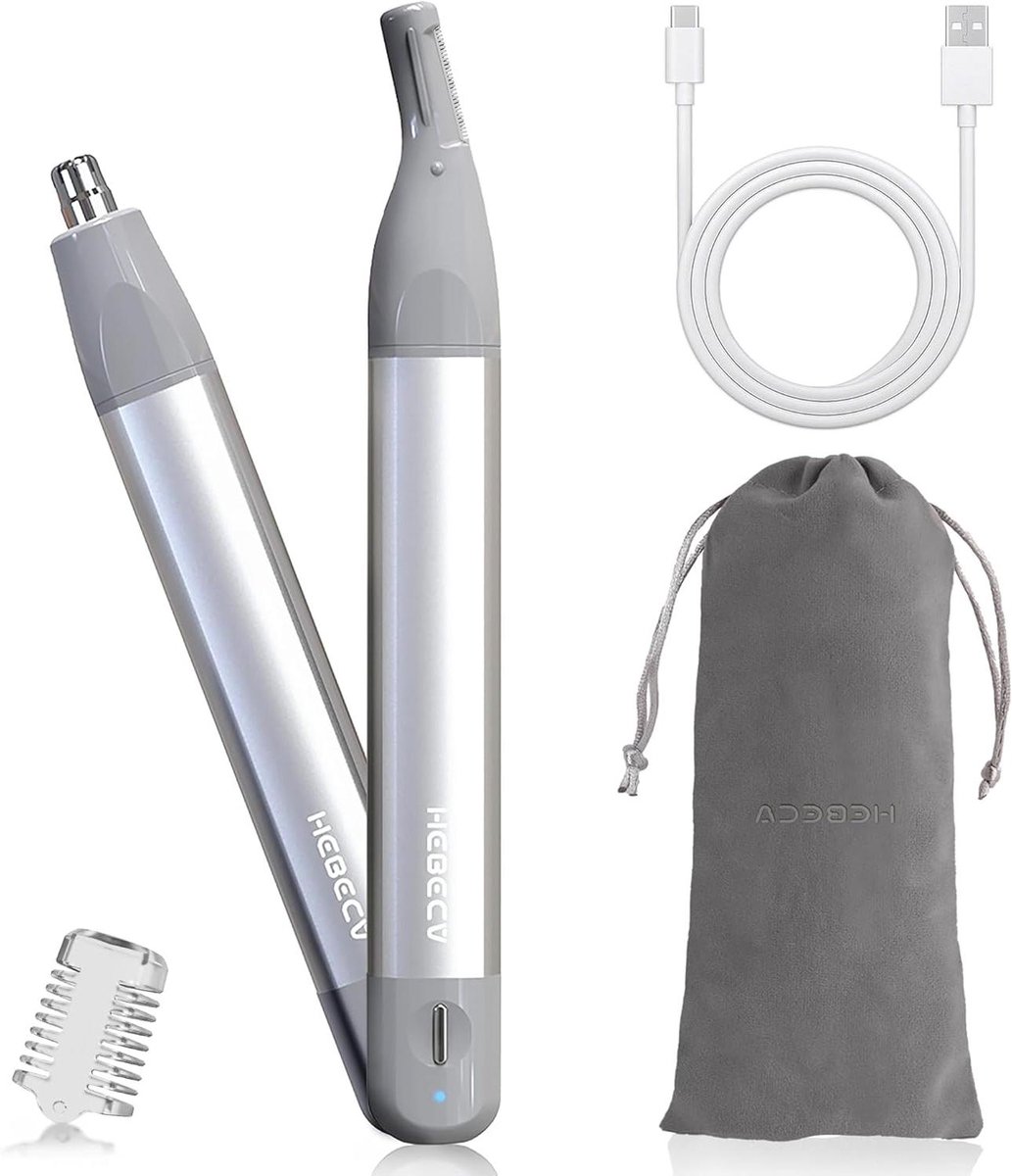 Gezichtshaartrimmer - Grooming Tool - Precisie Verzorging - 2-in-1 Koppen - 14.48 cm - Zilver