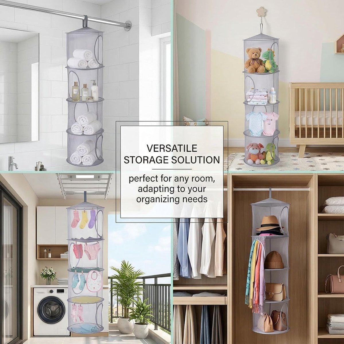 Opvouwbare Hangmand met 4 Niveaus voor Speelgoed, Kleding en Snacks - Hangend Organizersysteem voor Pluche Dieren en Meer