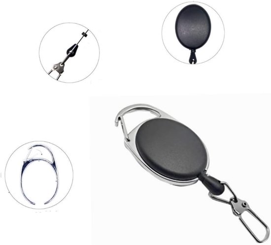 Set van 5 Retractable Badge Reels, Uittrekbare Badgehouders met 60 cm Stalen Draad voor ID Kaarten en Sleutels, Ideaal voor Werk en Evenementen — afbeelding 4