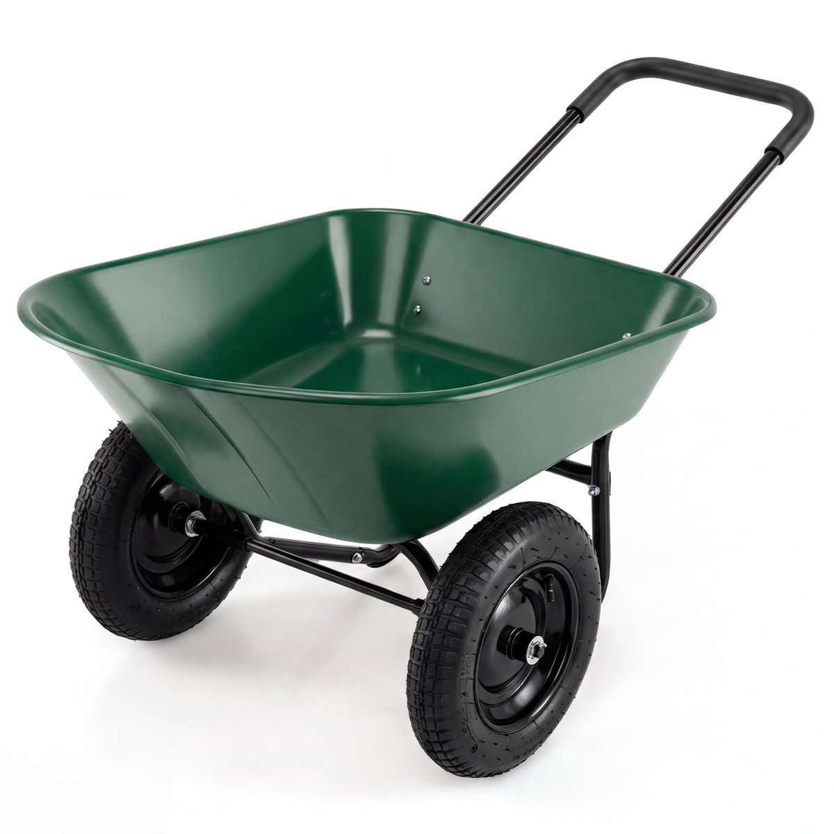 SnelShoppen - Kruiwagen met 2 wielen, 78 l, tuinwagen met kantelfunctie, metalen frame, 100 kg draagkracht, tuinkruiwagen, transportwagen voor tuin en
