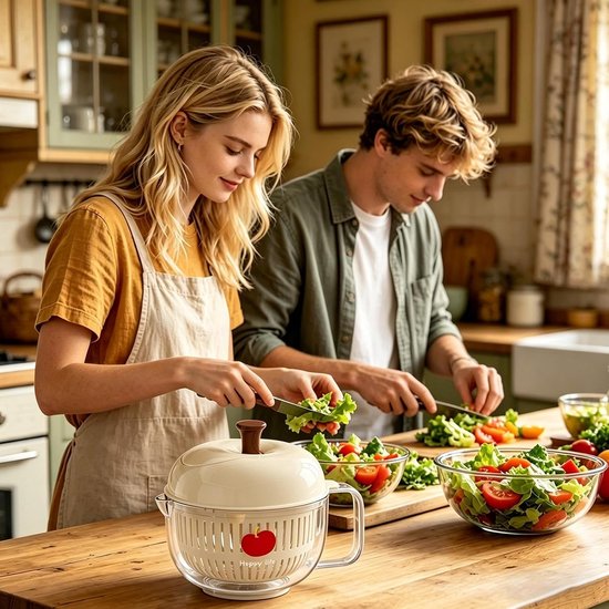 Wasmachine voor groenten en fruit - handslinger wasbak - container voor het wassen van groenten en fruit - voor groenten salades bessen huis keuken land camping picknick - 1 stkus — afbeelding 2