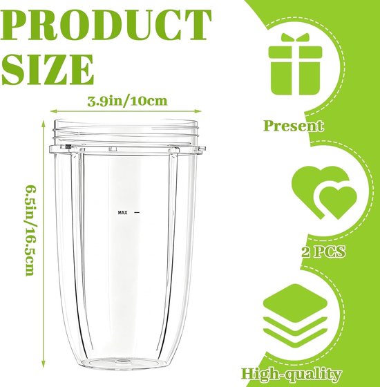 Set van 2 Vervangbekers voor Mixer, Geschikt voor Smoothies, Keukenaccessoires, Food-safe Materialen, Mixen en Bereiden — afbeelding 5