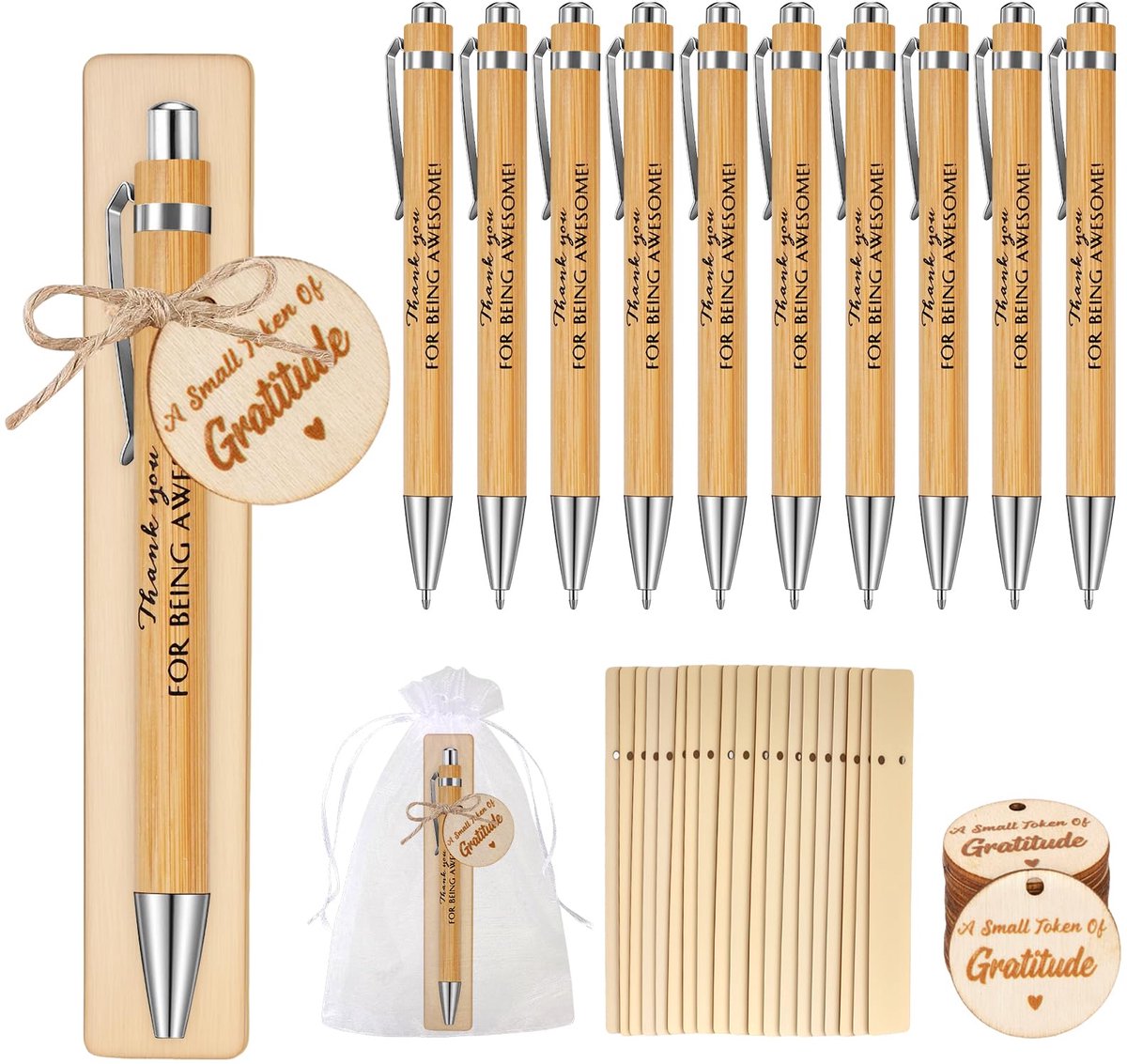 SnelShoppen - Balpennen Set 20 Stuks met Inspirerende Tekst 'Thank you for being awesome' - Bedankpennen voor Collega's, Medewerkers, Vrienden, Lerare