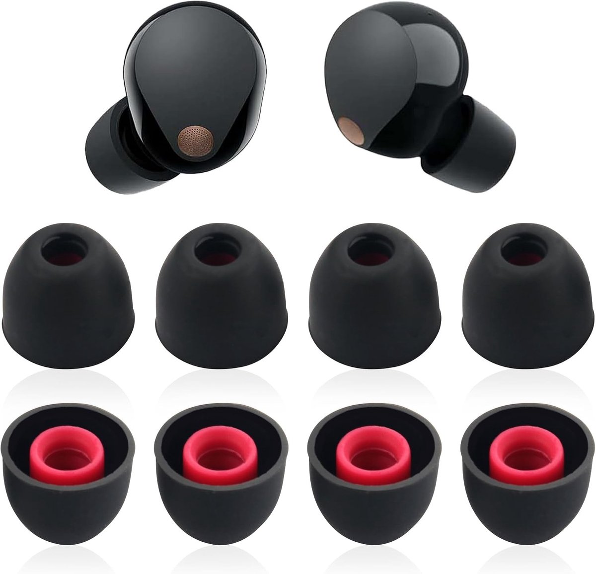 Zachte Silicone Oordopjes Tips Set voor Draadloze Oordopjes - Vervangende Earbuds voor Comfort en Geluidsisolatie (Zwart, XS)