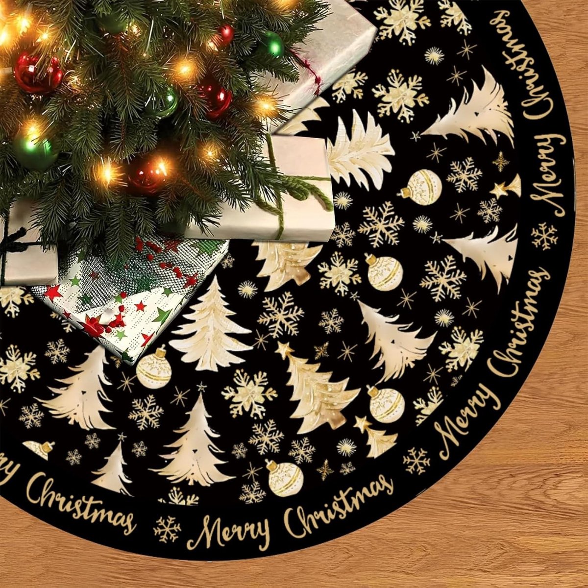 Ronde kerstboomdeken van 120 cm, perfect voor kerstboomversiering en decoratie, zacht tapijt voor de feestdagen