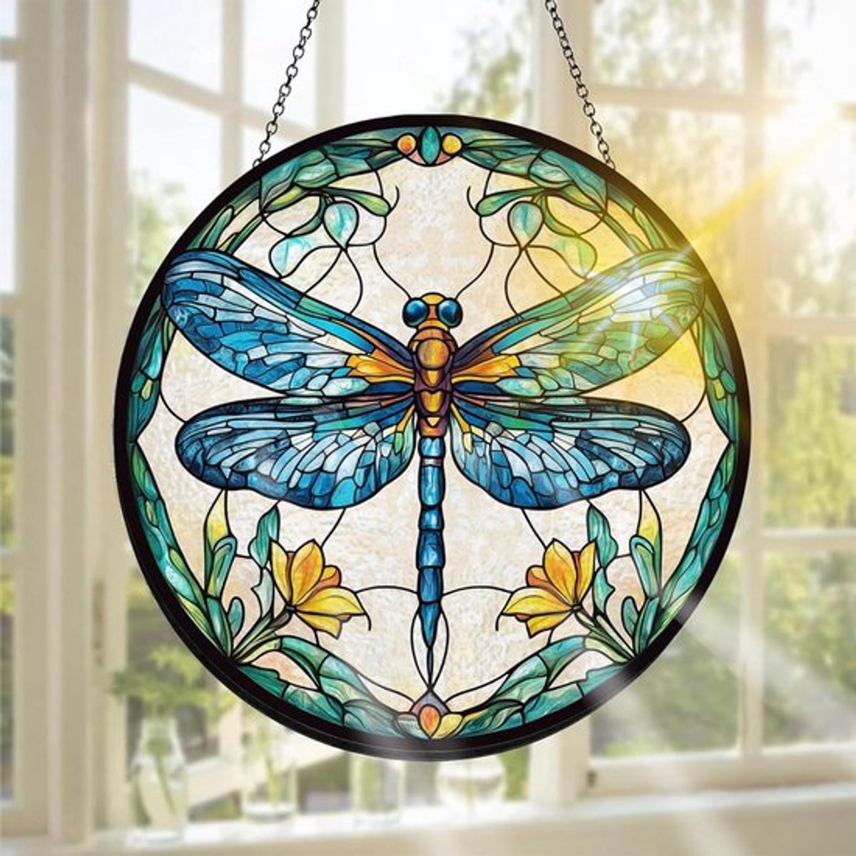 Handgemaakte Raamdecoratie van Dieren in Glas - Ideaal voor Binnen en Buiten, Tuin en Feestdagen, 20 x 20 cm