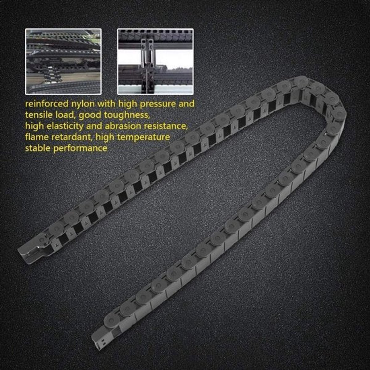 Kabelsleuf - Versterkte Nylon Drag Chain - 1M - Zwart - 15mm x 30mm - Duurzaam en Flexibel - Geschikt voor Kabelmanagement - Zwart