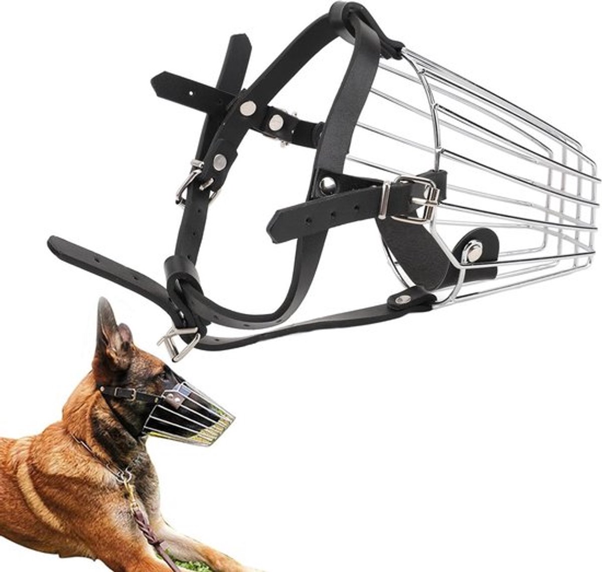 Ademend en Verstelbaar Hondenhalsband met Metaalnet, Bijtpreventie voor Middelgrote Honden