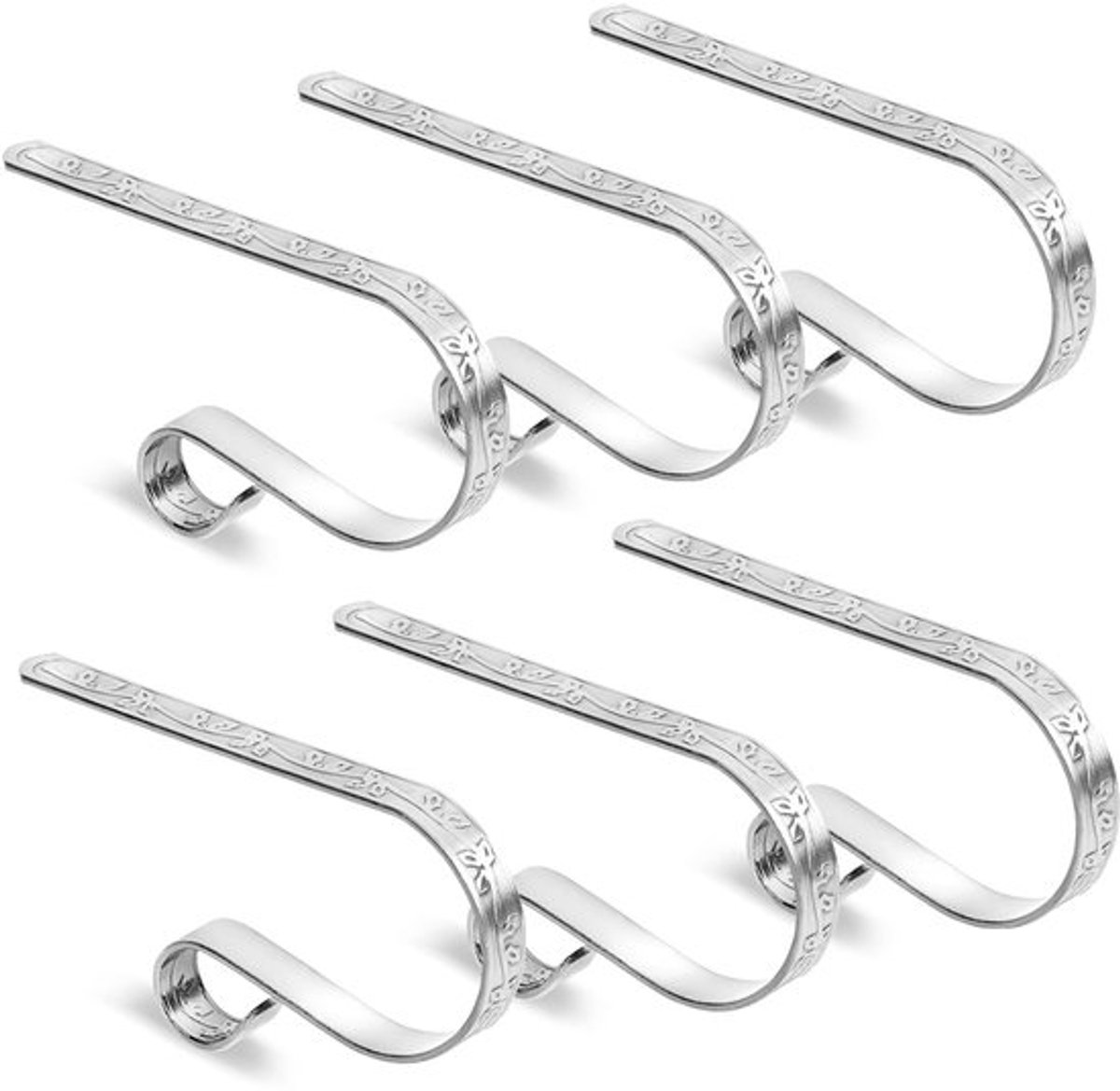 Kerst Kous Houder 6 Stuks - Metalen Kous Hanger - Verstelbare Antislip Haken - Geschikt voor Open Haard - Zinklegering - Minimalistisch Design - Kerstkoushanger