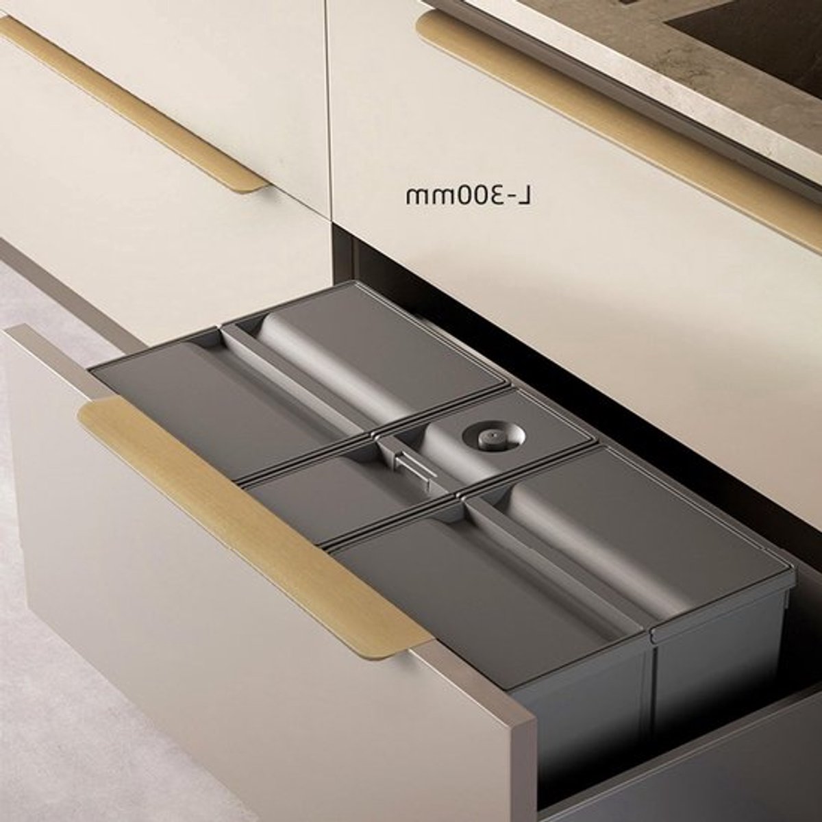 Set van 10 Versteekte Deurgrepen voor Meubels - Aluminium Handgrepen voor Kasten en Lades in Goud, Lengte 300mm