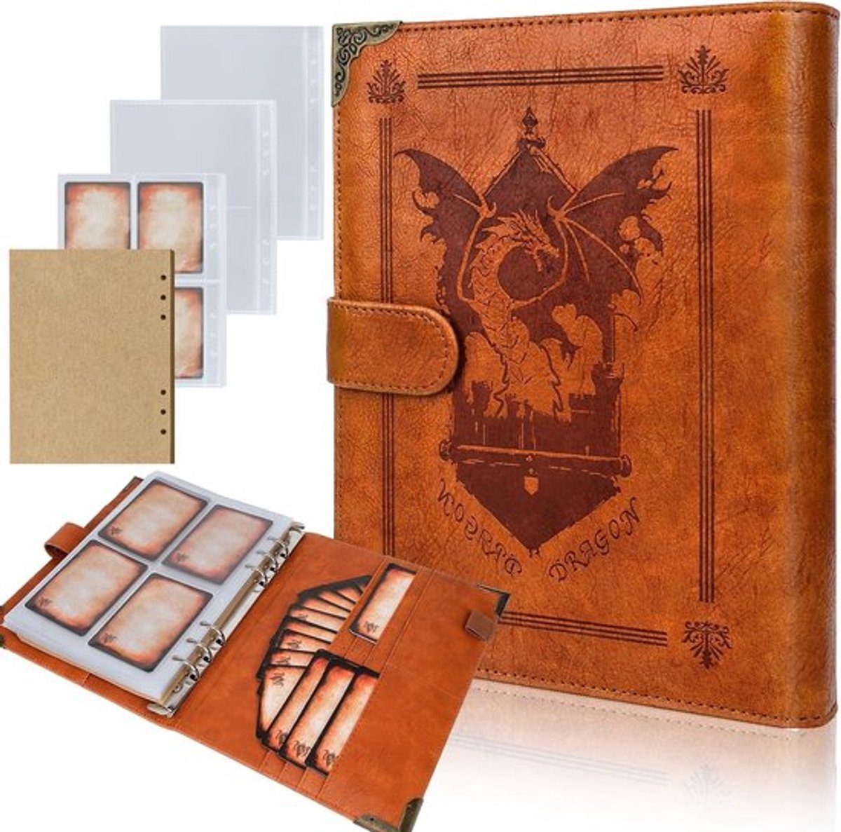Kaarthouder voor DnD en RPG, Toverboek voor in de tas, Referentiekaarthouder en Spelaccessoires met 60 Spelerskaarten en Organisator