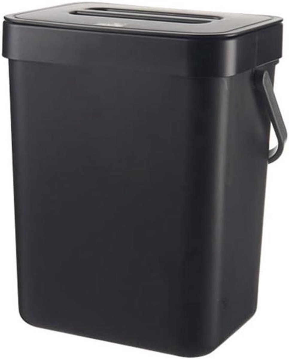Keukenafvalcontainer 3 liter - Flip-top ontwerp - Draagbare afvalbak voor keuken - Afvalbak met deksel - Grijs.