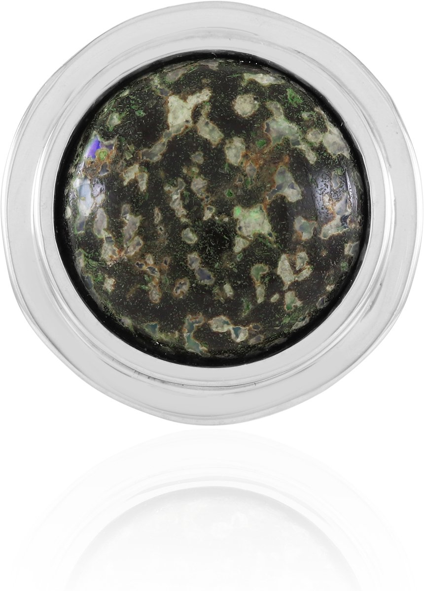 Cavill - Zilveren Hanger 925 Sterling Zilver met Platina Coating - Luipaard Opaal 4,25 ct - Ronde Cabochon 12 mm - MONOSONO Ketting