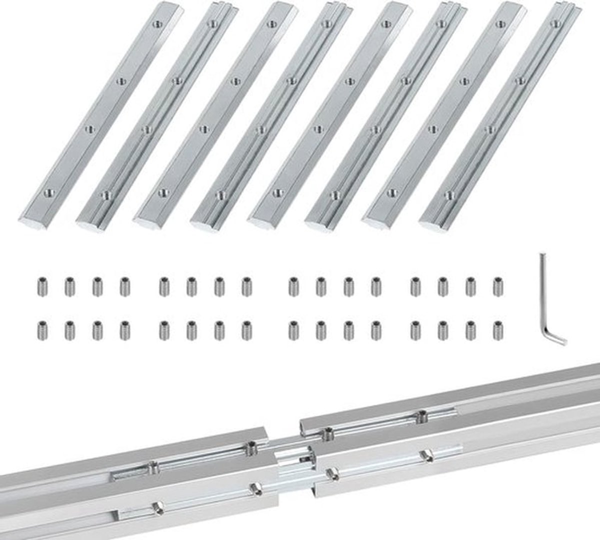 8pcs Rechte Aansluitstukken voor 3030 Serie Aluminium Profielen - Aansluitstukken voor Aluminium Profielen - Carbon Staal Profielen Aansluitstukken met 32 Schroeven M5 en Sleutel