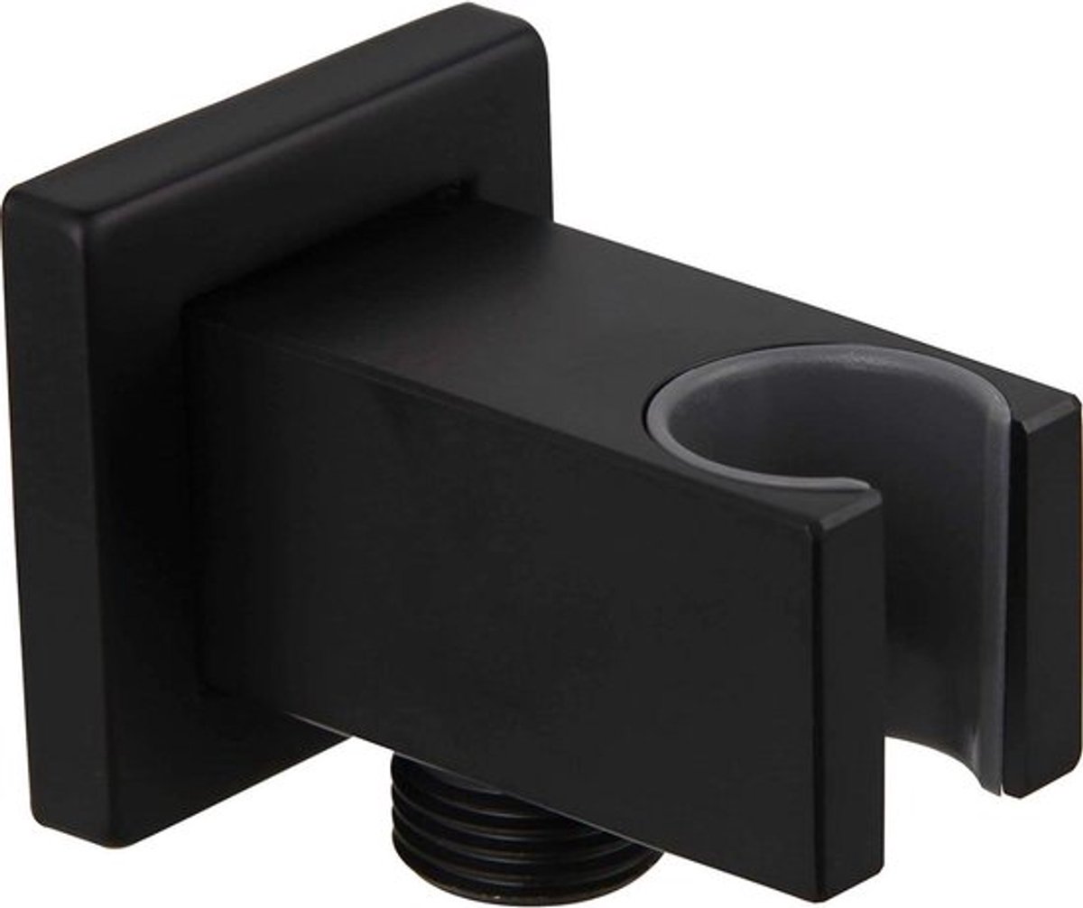 Handdouchehouder messing mat zwart - 1/2" wandaansluitboog - moderne badkameraccessoire