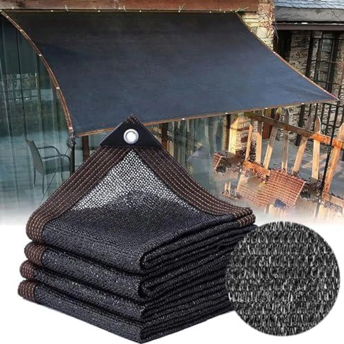 Schaduwdoek van 3 x 4 meter, 90% schaduwpercentage, geperforeerd, UV-bestendig, geschikt voor schaduw in pergola's, op terrassen, bij planten, in kassen, tuinen, binnenplaatsen, kippenhokken en andere plaatsen.