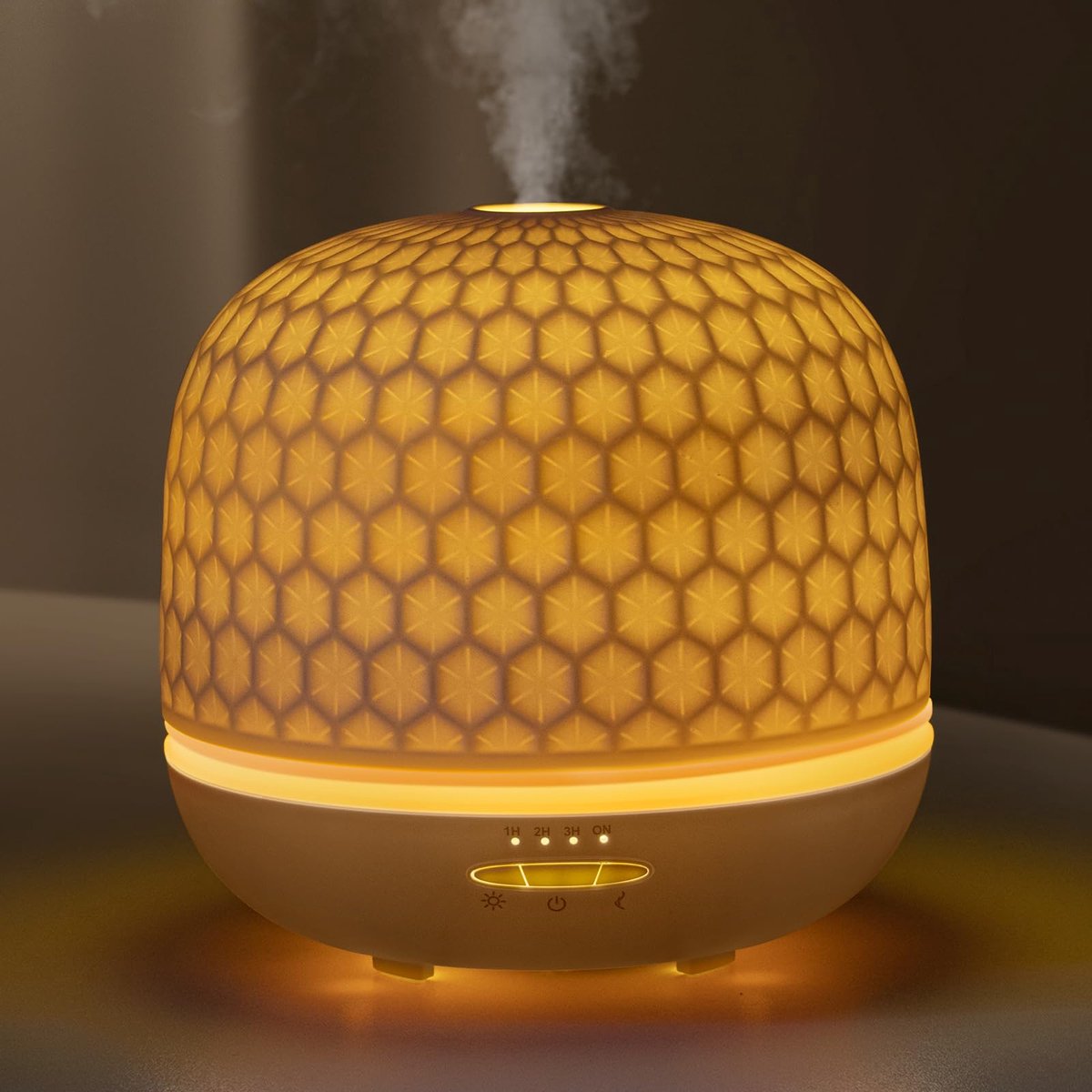 SnelShoppen - Keramische Diffuser 500 ml - Witte Ultrasone Aromatherapie Diffuser voor Etherische Oliën - Cool Mist Luchtbevochtiger met Nachtverlicht