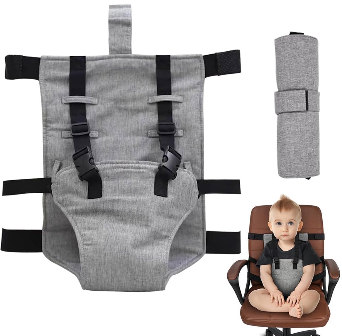 SnelShoppen - Reisstoel Veiligheidsgordel voor Baby's - Draagbare Opvouwbare Kindstoel Veiligheidsgordel met Verstelbare Banden - Geschikt voor 6-36 M
