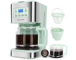 SnelShoppen - Elektrische Filterkoffiezetter 1.5L Groen - Programmeerbaar LCD Display, 40 Min Warmhouden, Anti-Druppel, BPA-Vrij, 950W, Voor Thuis en