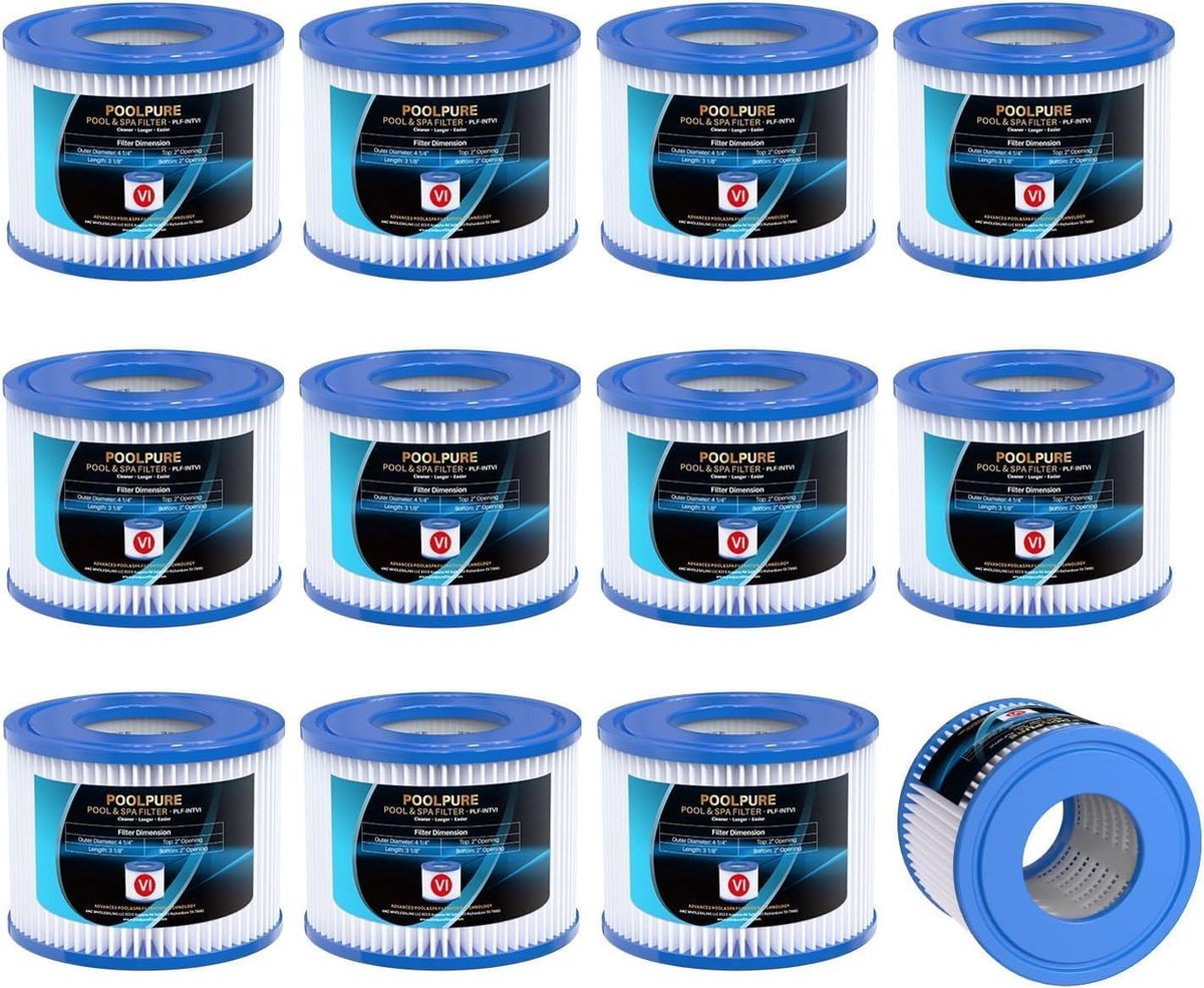 SnelShoppen - 12 Stuks Filterpatronen VI voor Spa en Zwembad, Vervangt Originele Cartridge, Geschikt voor Whirlpool Miami Monaco, Ideaal voor Tuin en