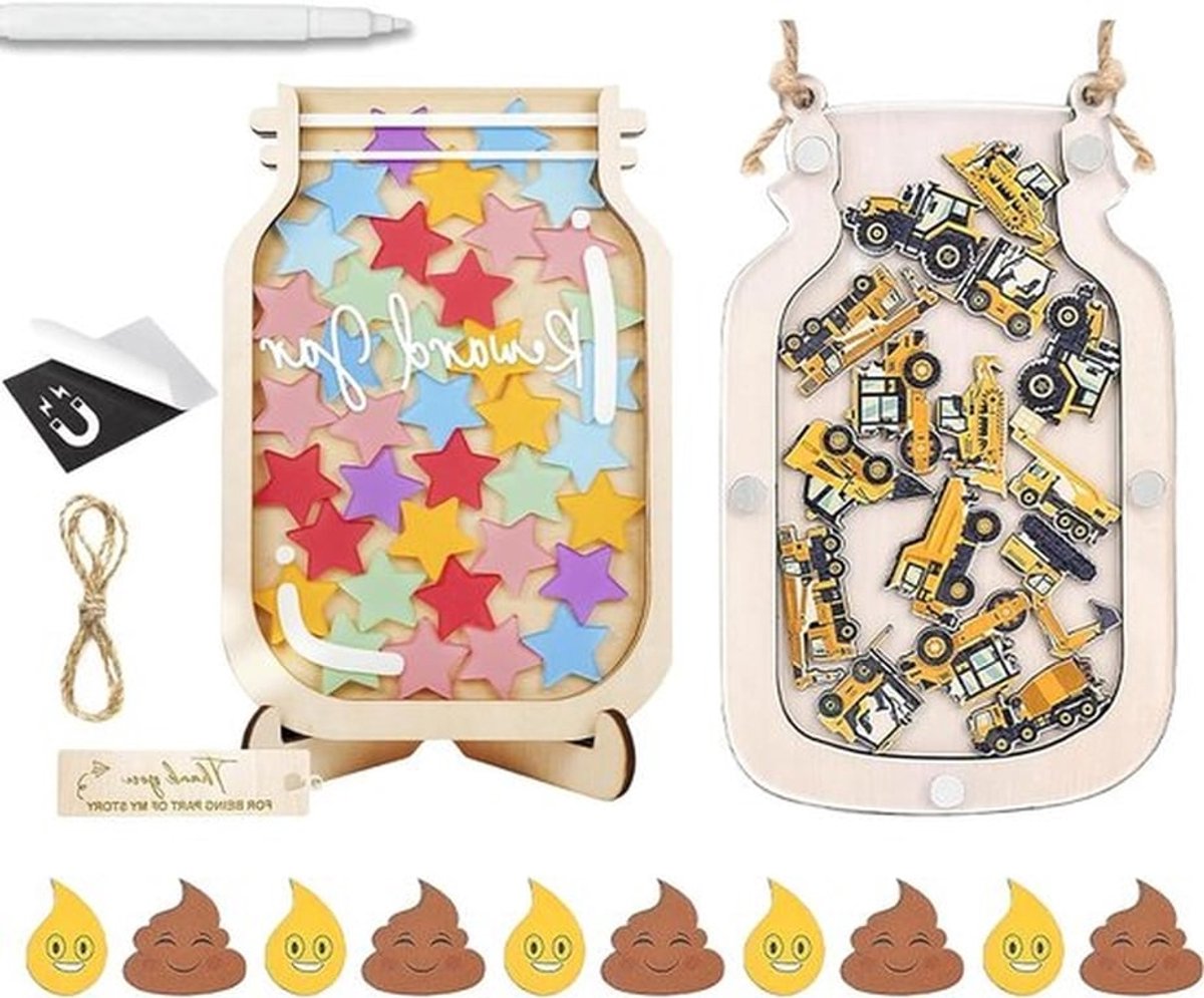 2-delige set beloningsglas 13 x 20 cm, magnetisch beloningssysteem voor kinderen, decoratief beloningsbord voor thuis en school, ideaal voor klaslokaal en motivatie