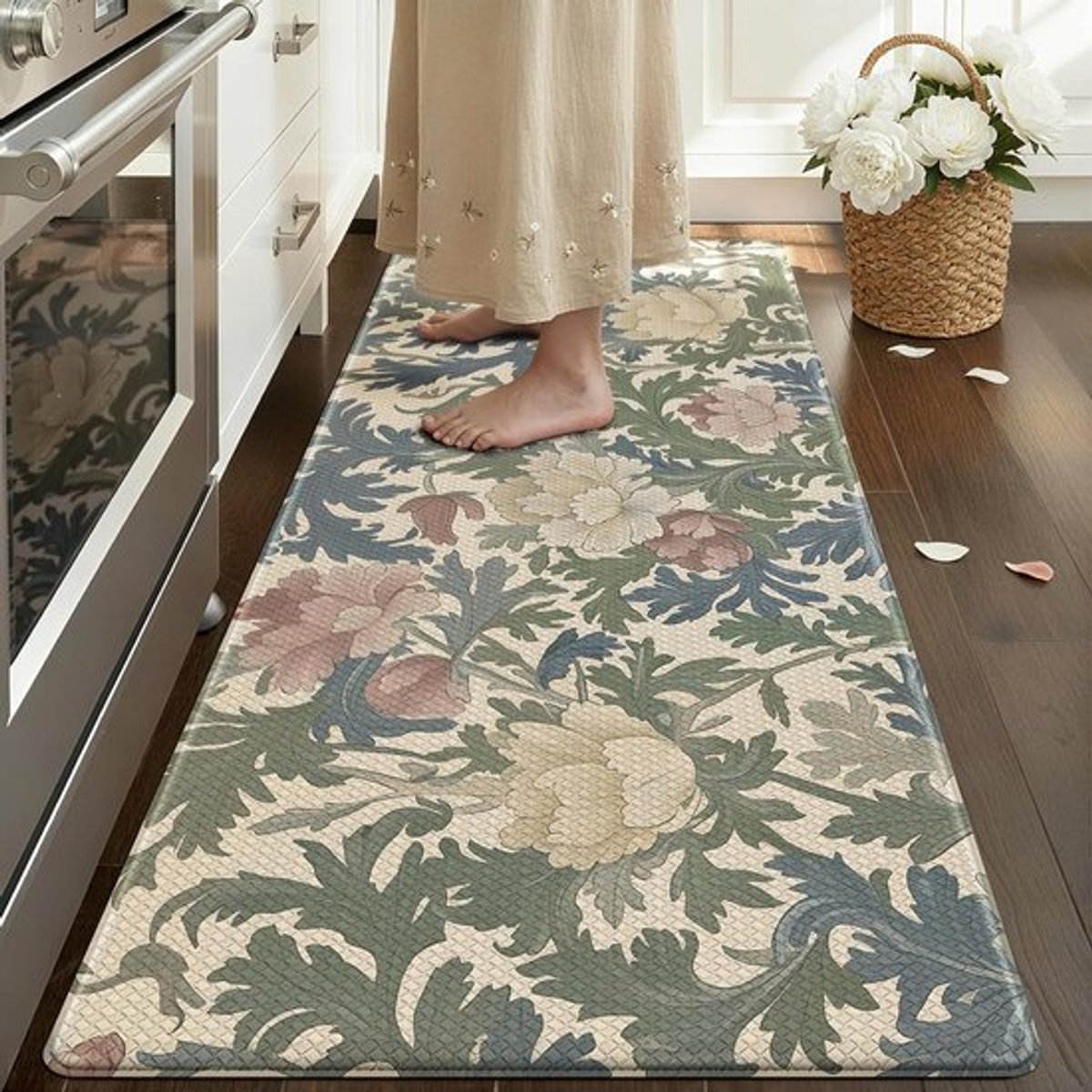 Bloemen Keukenmat 60x150cm, Antislip en Waterdicht, Vermindert Vermoeidheid, Ideaal voor K