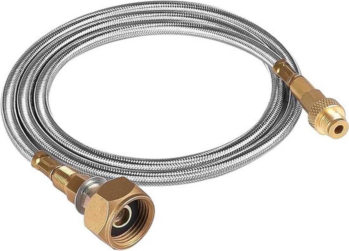 Camping Gas Adapter met Flexibele Slang van 1 m voor LPG Flessen, Geschikt voor Camping Oven en Kooktoestel