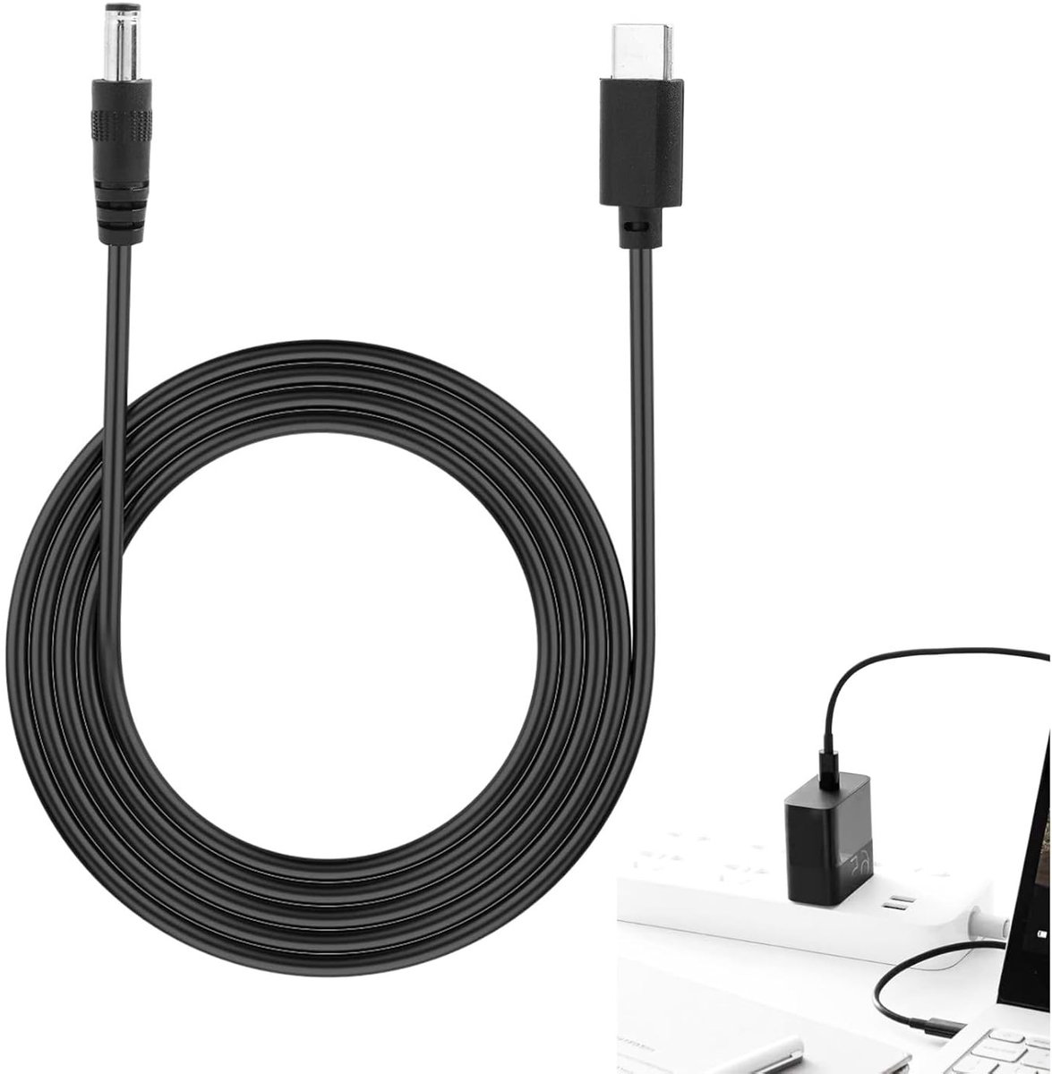 USB Type C PD naar DC 12A (5.5 x 2.5 mm) - Hoogwaardige oplaad- en datakabel voor PD-laders tot 100W - Perfect voor laptops, tablets en elektronische apparaten met snelle laadsnelheid en duurzame verbinding