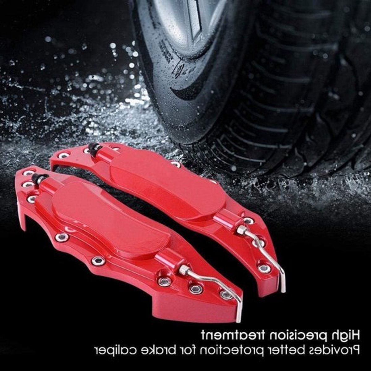 2 Stuks Aluminium Remklauw Beschermers voor Auto, Eindeloze Remklauw Covers voor 16"-17" Wielen (Rood) - Perfect voor Bescherming en Stijl