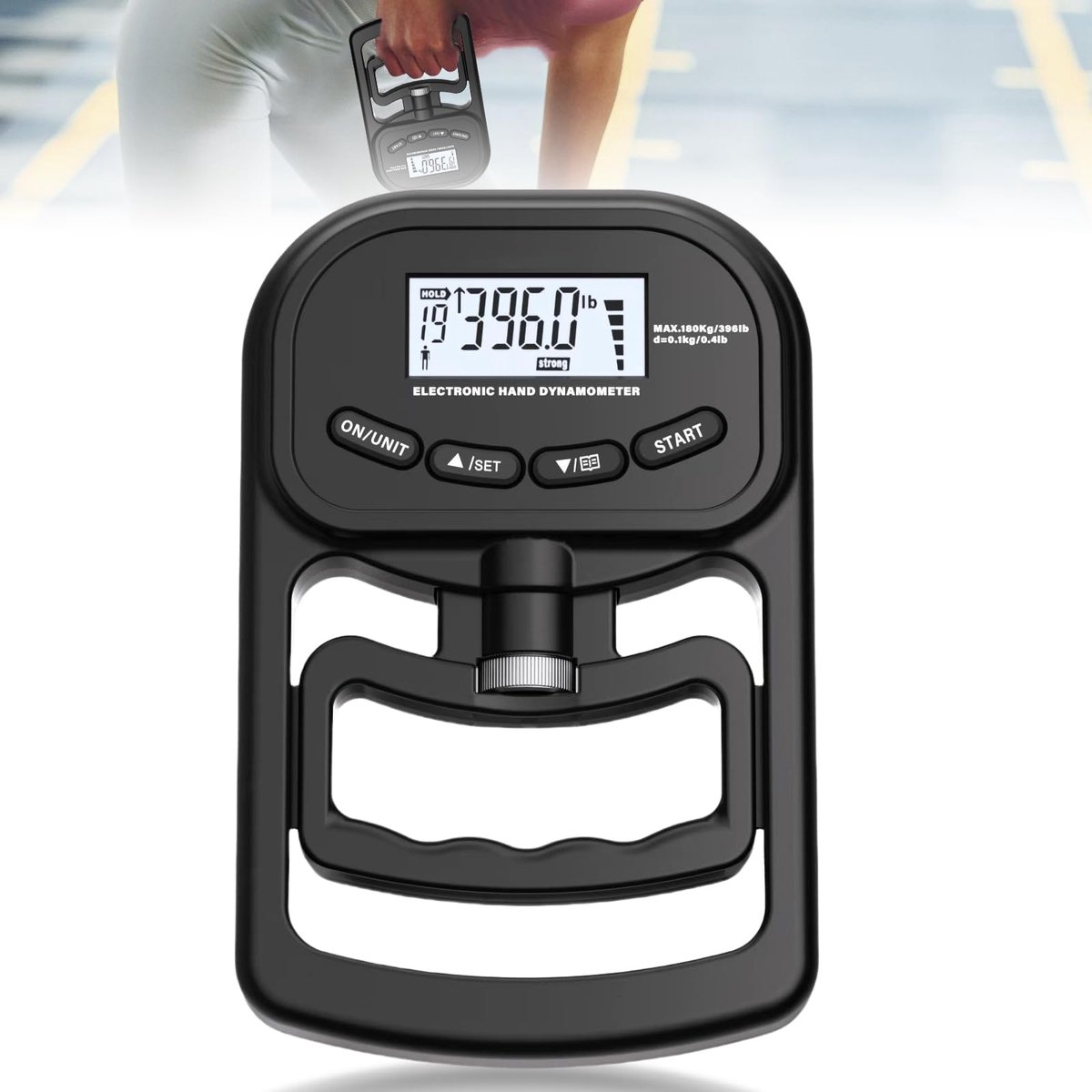 SnelShoppen - Digitale Handkrachtmeter 180 kg - Handdynamometer Grip Krachttrainer met USB-Oplaadkabel en Groot LED-Scherm - Elektronisch Meetinstrume