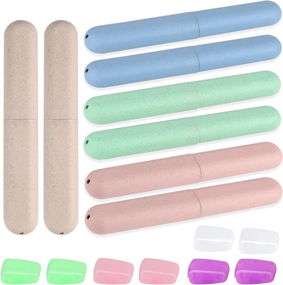 Tandenborstelhouder voor op reis, draagbare etui met 8 hoesjes, beschermende reishouder, hygiënisch en handig in gebruik.