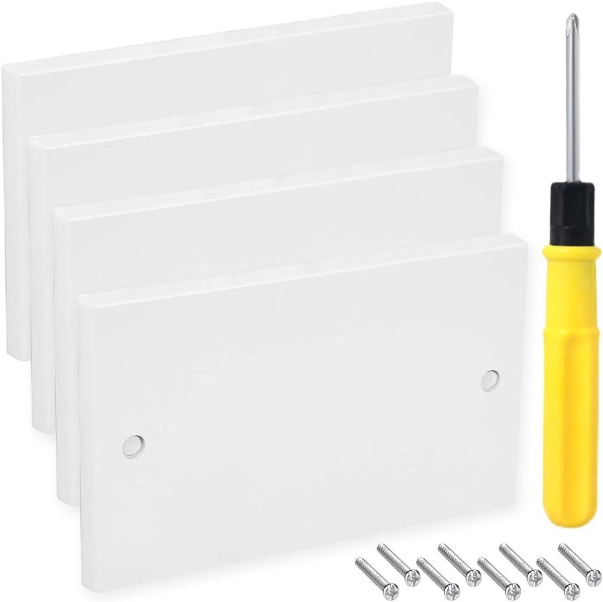 Set van 4 Stuks Dubbele Blanking Plate voor Elektrische Stopcontacten, Ideaal voor Thuisdecoratie, Verberg Onvolkomenheden en Zorg voor een Nettere Afwerking