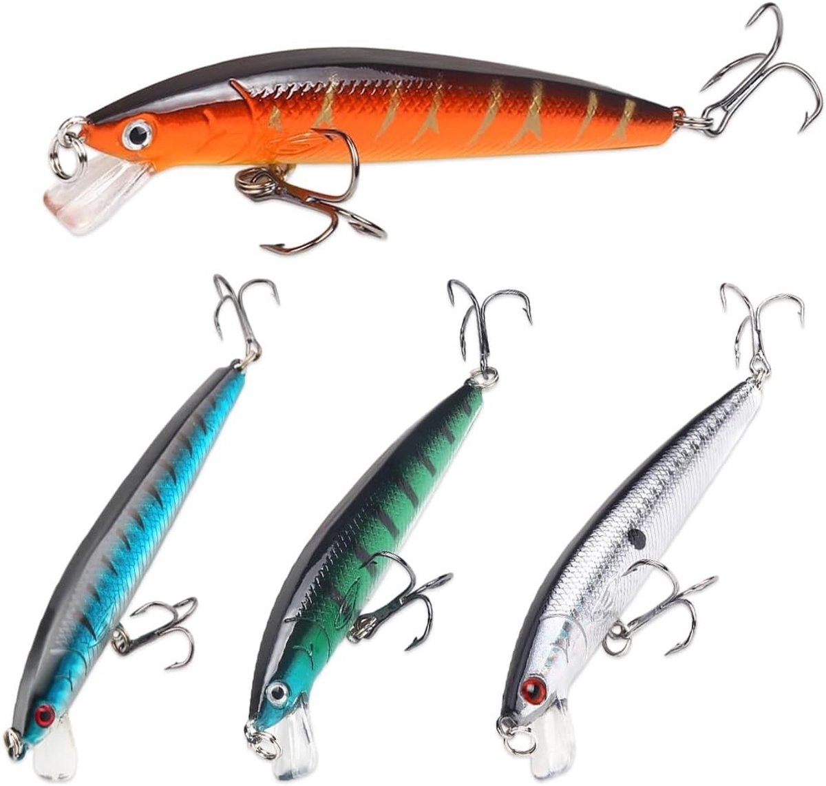 Set van 4 Realistische Swimbaits voor Snoek, Baars en Zeevisserij - Perfecte Vissen Cadeau Ideeën en Drijvende Aas voor Actieve Vissers