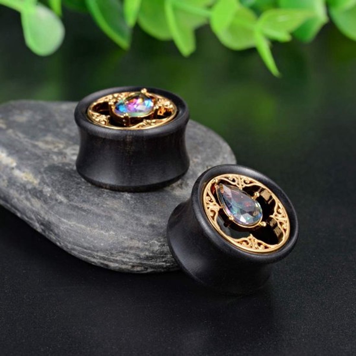 Houten Oormeters - Oorpluggen - Vleessieraden - Piercings - Dubbele Brancards - Maat 0g tot 1 inch - Inclusief 2 paar in cadeauverpakking - Oorplugs