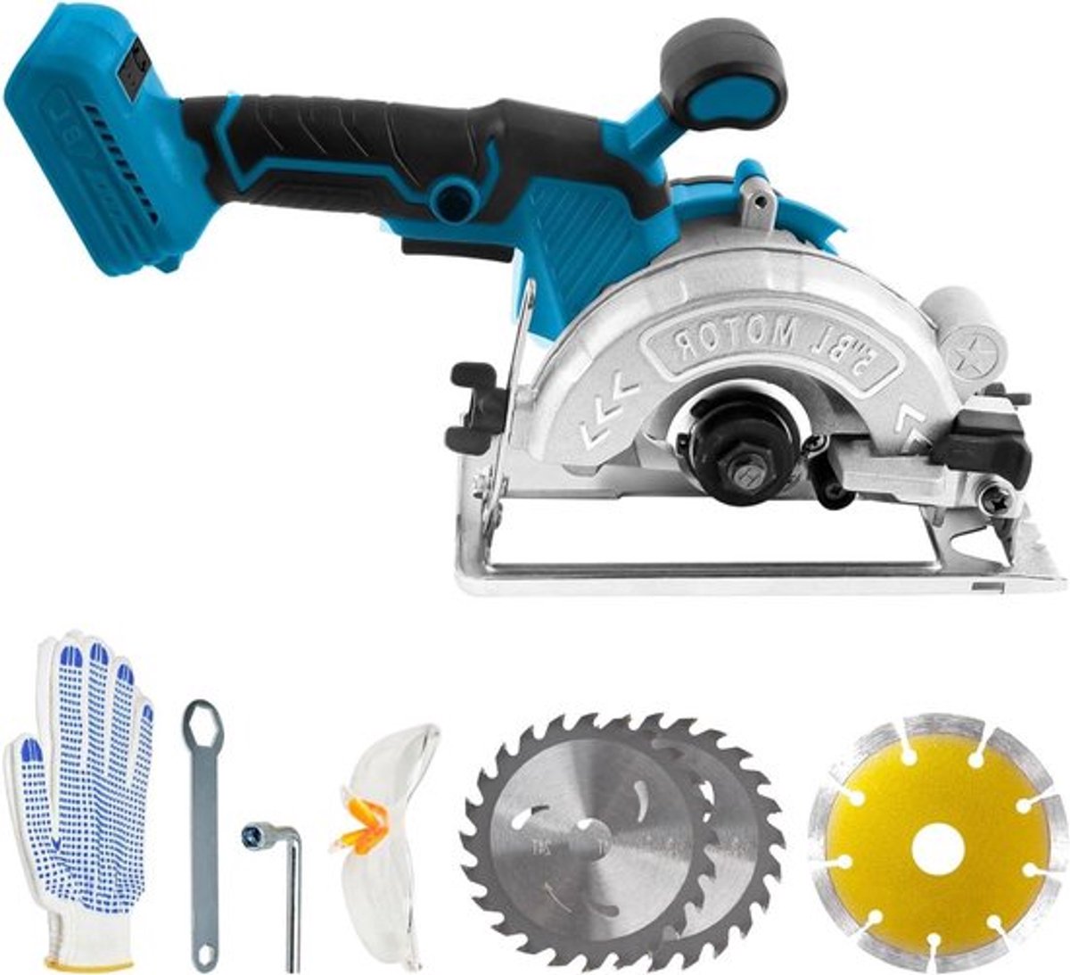 Cirkelzaag 1000W 6200RPM 18V 20V - Borstelloos - 3 zaagbladen - Schuine rand - 32mm diepte - Hout - Metaal - Kunststof
