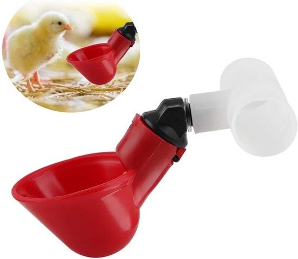 Automatische Kippendrinkbekers - Set van 5 - Water Drinkdispenser - Kommen voor Kippen - Vee Drinkbak - Kuikens - Eend - Kwartel - Buisdiameter 25 mm
