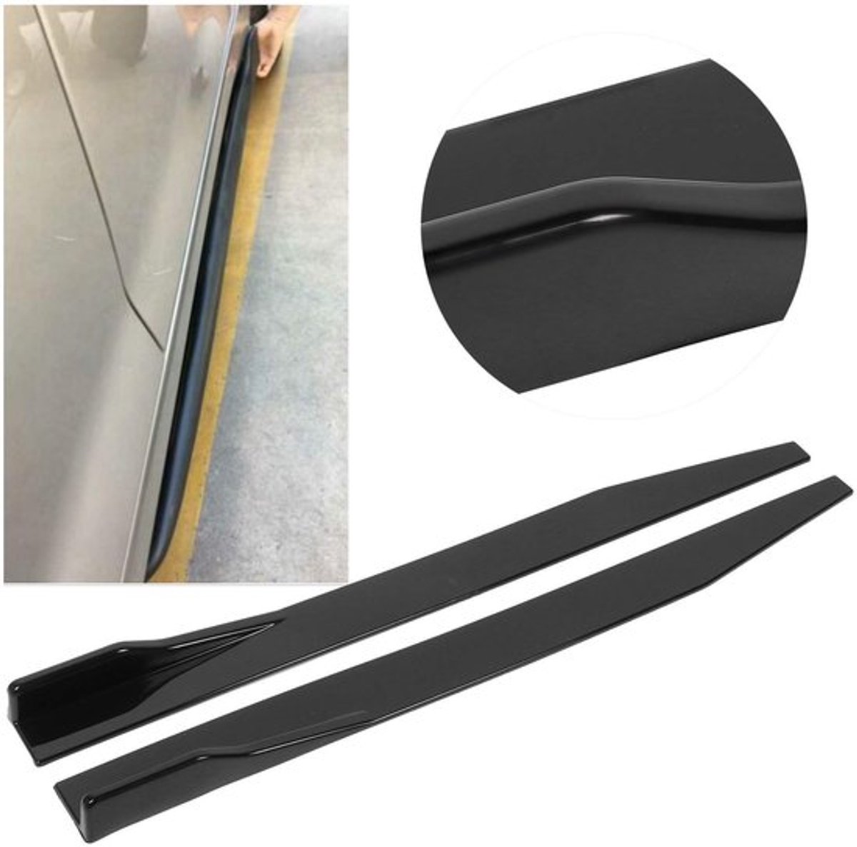 Zijrok Professionele Kwaliteit - Auto-zijrok - Splitter Lip - Winglet Diffuser - Universeel 120cm - Glanzend Zwart