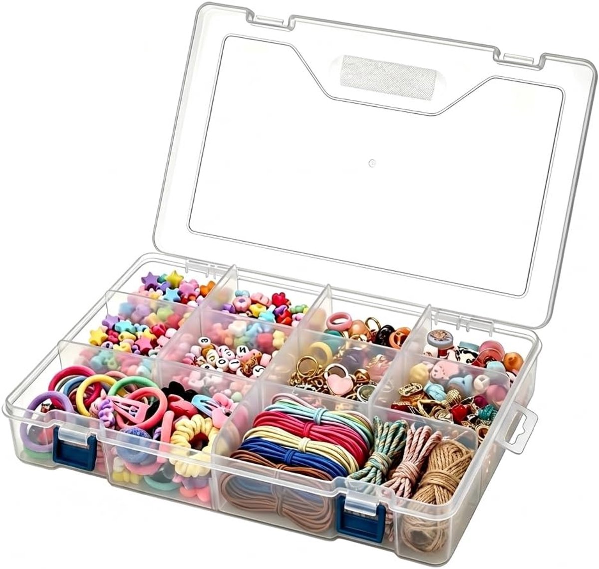 SnelShoppen - Organizer-box Kralen-opbergdoos met 15 Vakken en Scharnierdeksel voor Diamantkunst, Speelgoed, Kunst, Handwerk en Kleine Onderdelen