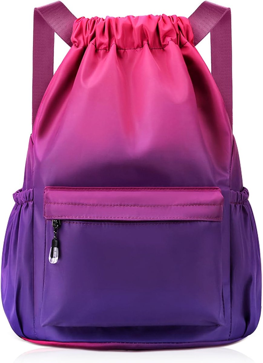 SnelShoppen - Waterproof Drawstring Backpack - Grote Sport Rugzak voor Kinderen - Lichtgewicht Gymtas - Unisex Schooltas voor Strand, Vakantie, Reizen