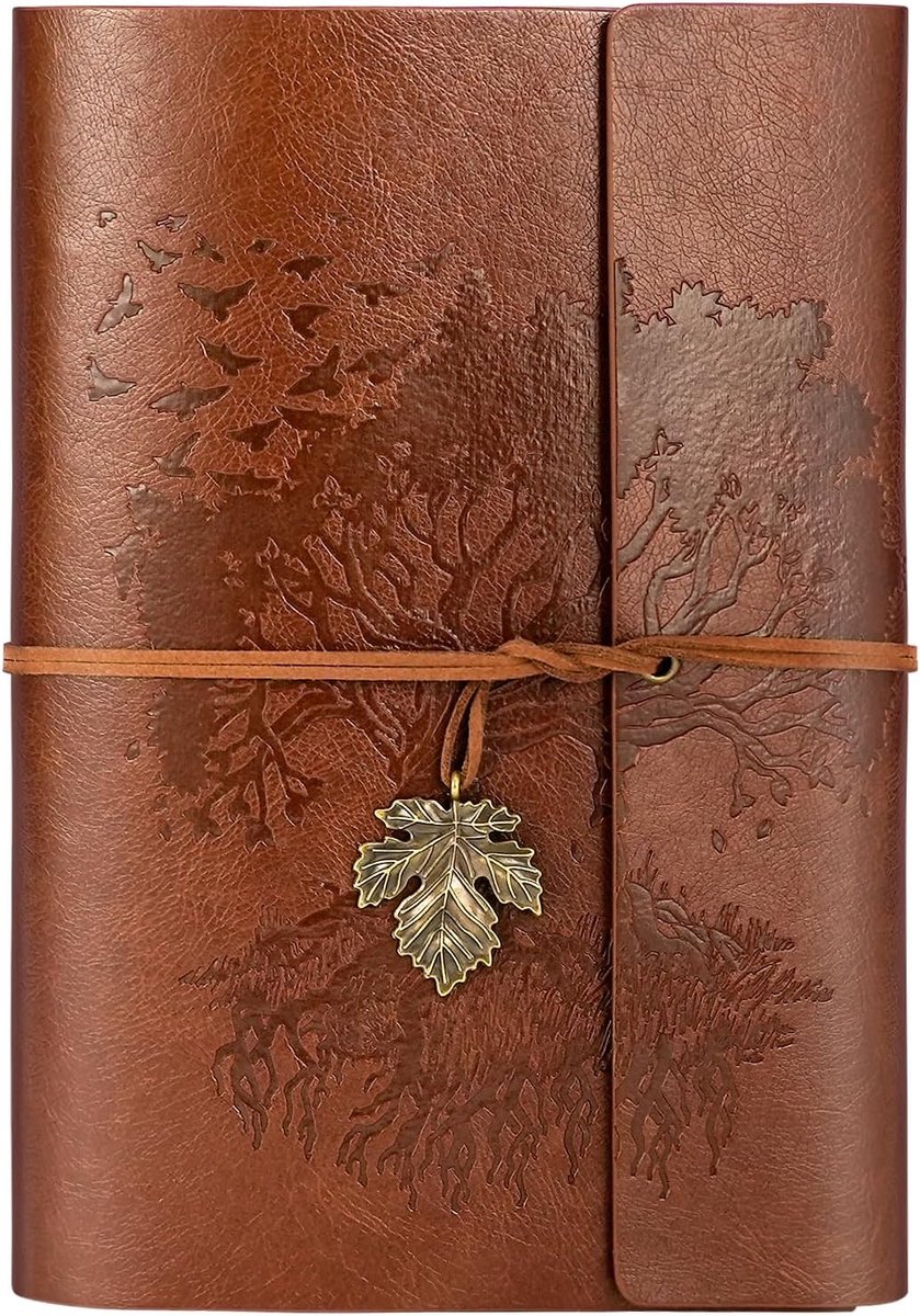 SnelShoppen - PU-lederen notitieboek, dagboek, navulbaar notitieboek met lege pagina's, spiraalbinding, A5 formaat, bruin, ideaal voor reizen, cadeau