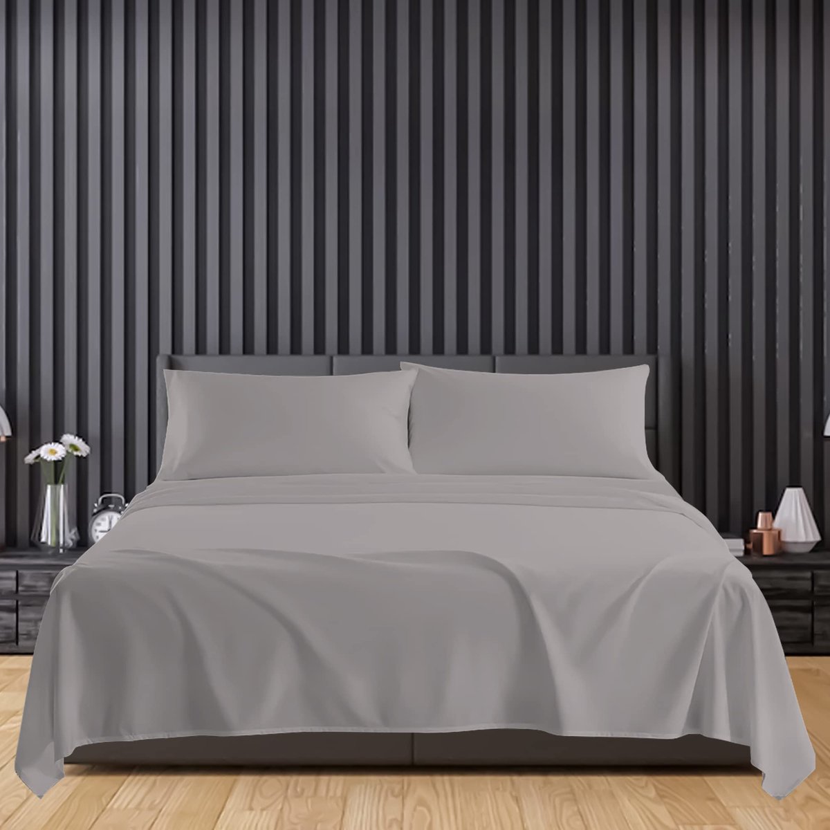 SnelShoppen - Comfortabele platte lakens van 100% Egyptisch katoen - Ademend, anti-rimpel, krimp- en vervagingsbestendig - Enkel beddengoed 90 x 190 c