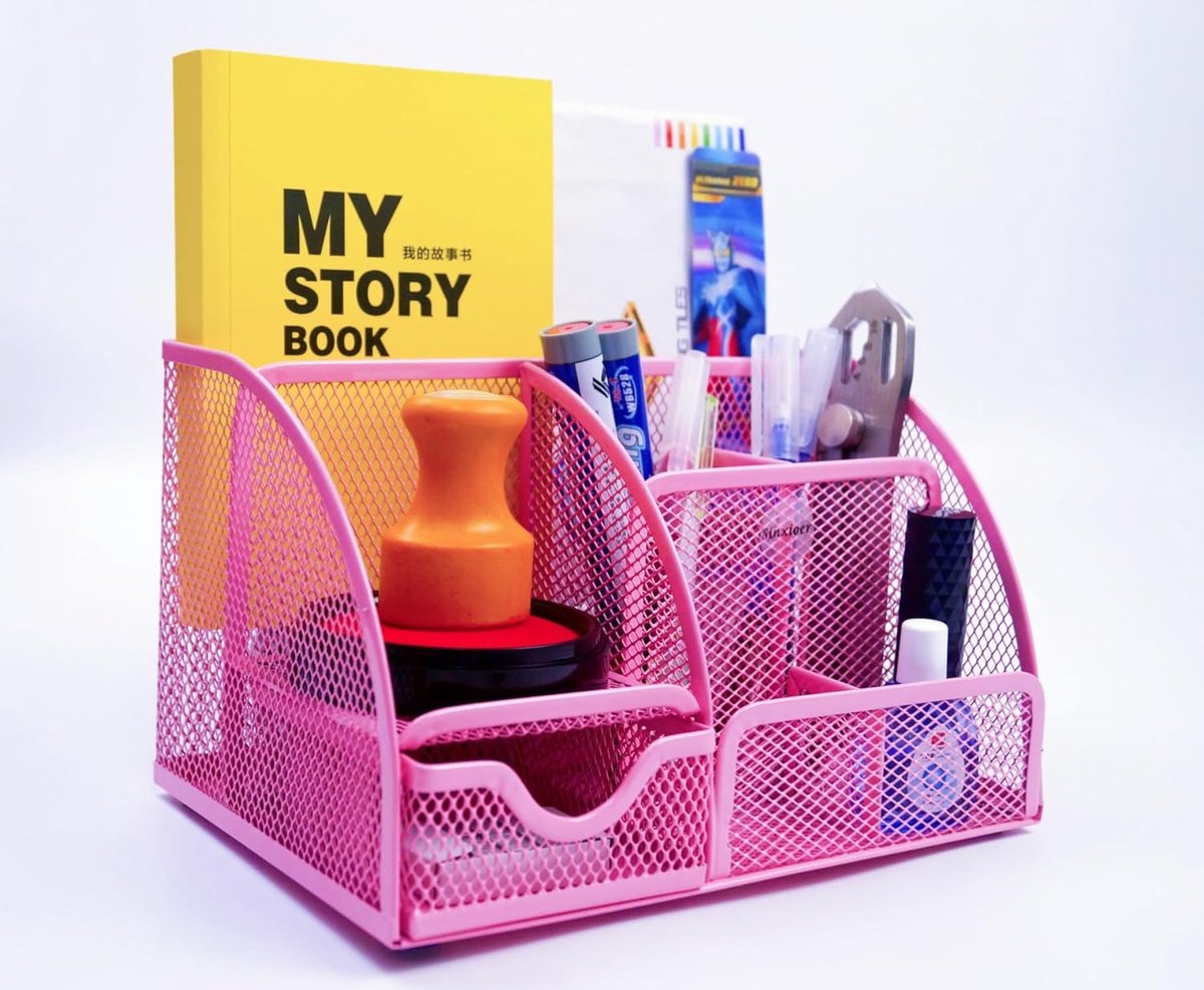 Desk Organiser, Pen Holder, Multi-Purpose Organizer, Black (Pink) - ShopVlot