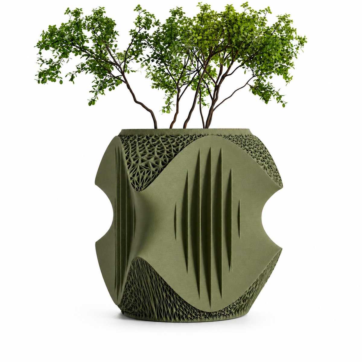 Vaso Siena Design Bloempot - Design Plantenpot - 21 x 21 x 23,4 cm - Olijfgroen - Luxe Organische Bloempot - Moderne Bloempot Binnen - Grote Plantenpot - Scandinavisch Design - Japandi Woondecoratie